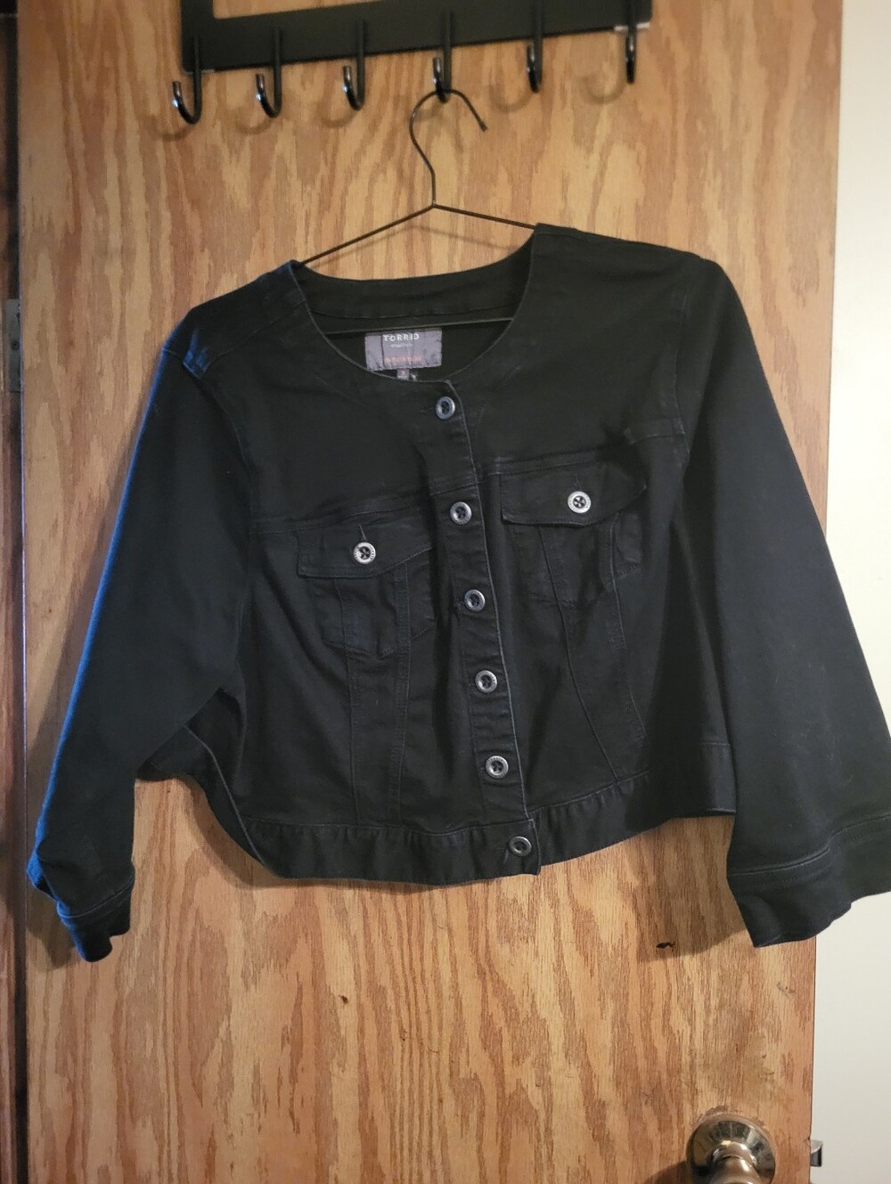 torrid Black Cropped Button-Front Jean Jacket